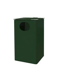 Afvalbak voor buiten met asbak, inhoud 35 l, h x b x d = 537 x 325 x 388 mm, mosgroen, vanaf 10 stuks