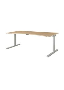 Mauser Vrijvormtafel, C-voet, breedte 2000 mm, blad ahornhoutdecor, onderstel aluminiumkleurig