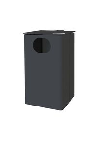 Afvalbak voor buiten met asbak, inhoud 35 l, h x b x d = 537 x 325 x 388 mm, ijzerglitter, vanaf 10 stuks