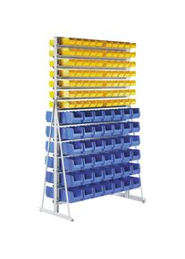 eurokraft pro Staanderstelling voor kleine onderdelen met magazijnbakken, dubbelzijdig, met 80 magazijnbakken