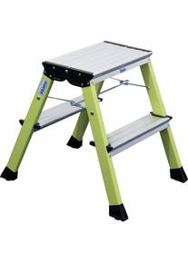 Krause Inklapbaar aluminium trapje, met wielen, 2 x 2 treden, groen, vanaf 2 stuks