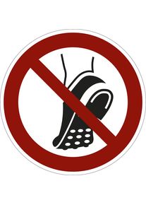 Verbodsbord, schoenen met metalen beslag verboden, VE = 10 stuks, folie, Ø 200 mm