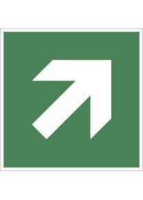 Vluchtroute borden, richtingaanduiding schuin, alleen in combinatie met reddingsbord, VE = 10 stuks, folie, 200 x 200 mm