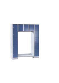 Wolf Locker-garderobesysteem Dresden, 13 vakken, lichtgrijs / duifblauw