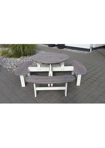Banco para grupos, redondo, mesa Ø 1100 mm, blanco / gris
