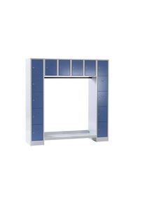 Wolf Locker-garderobesysteem Dresden, 14 vakken, lichtgrijs / duifblauw