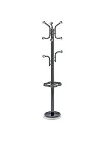 Garderobenständer mit chromfarbenen Hakenkugeln, Höhe 1680 mm, Ø 300 mm, schwarz