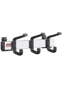 Garderobenleiste, Aluminium, Hakenabstand 100 mm, Aluminium/schwarz, 300 mm, 3 Haken, VE 2 Stk