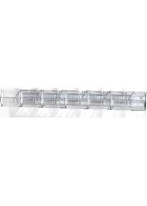 Mauser Wandrail met magazijnbakken, glashelder, lengte 600 mm, 6 bakken
