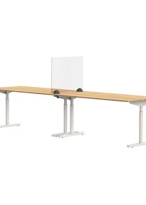 Pared separadora sobre la mesa para puesto de trabajo doble, cristal acrílico y poliestireno, transparente, anchura 750 mm