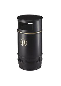 Afvalbak voor buiten, inhoud 90 l, h x Ø = 990 x 485 mm, zwart