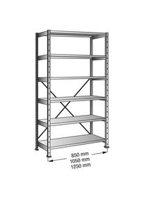 CLEANA-inhaakstelling, basisstelling, legbordbreedte 1000 mm, 6 legborden, legborddiepte 400 mm, vakdraagvermogen 140 kg