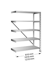 CLEANA-inhaakstelling, aanbouwstelling, legbordbreedte 1200 mm, 5 legborden, legborddiepte 400 mm, vakdraagvermogen 120 kg