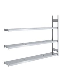 hofe Grootvak-inhaakstelling, verzinkt, legbord-b x d = 2500 x 400 mm, aanbouwstelling, met 3 stalen legborden, hoogte 2000 mm