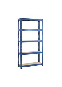 Inhaakstelling, blauw, 5 bodems van spaanplaat, draagvermogen 265 kg, h x b x d = 1780 x 900 x 300 mm