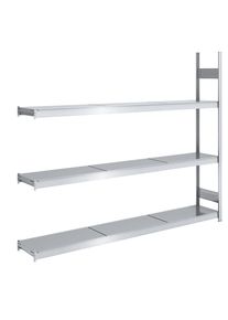hofe Grootvak-inhaakstelling, verzinkt, legbord-b x d = 2250 x 400 mm, aanbouwstelling, met 3 stalen legborden, hoogte 2000 mm