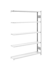 eurokraft pro Magazijn inhaakstelling, grijs, h x b = 2000 x 1300 mm, met 5 stalen legborden, aanbouwstelling, vakdraagvermogen 175 kg, diepte 300 mm