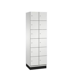 C+P Zesvoudige locker Cambio, 2 compartimenten, lichtgrijs, plaatstalen deur, b = 600 mm, 12 vakken