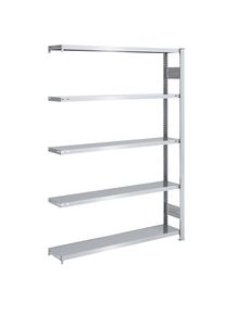 eurokraft pro Magazijn inhaakstelling, verzinkt, h x b = 2000 x 1300 mm, met 5 stalen legborden, aanbouwstelling, vakdraagvermogen 175 kg, diepte 300