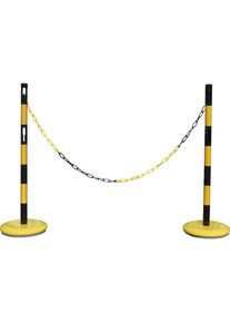 VISO Afzetpaalset met ketting, 2 palen, ketting 2,5 m, geel/zwart