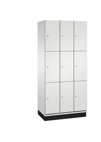 C+P Drievoudige locker Cambio, 3 compartimenten, lichtgrijs, plaatstalen deur, b = 900 mm, 9 vakken