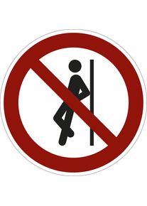Verbodsbord, er tegenaan leunen verboden, VE = 10 stuks, folie, Ø 100 mm
