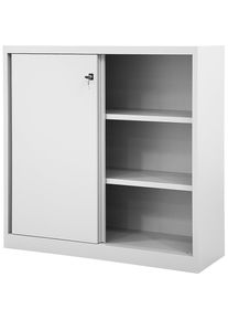 Bisley Armario de puertas correderas ECO, 2 baldas, 3 pisos de archivadores, gris luminoso