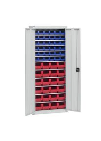 eurokraft pro Materiaalkast met magazijnbakken, hoogte 1575 mm, 11 legborden, lichtgrijs