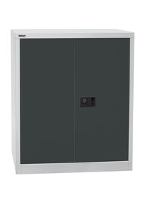 Bisley Armario de puertas batientes UNIVERSAL, H x A x P 1000 x 914 x 400 mm, 1 balda galvanizada, 2 pisos de archivadores, gris luminoso / antracita
