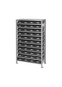 STEMO Estantería ensamblable, con cajas visualizables ESD, H x A x P 1790 x 1000 x 300 mm, 44 cajas visualizables