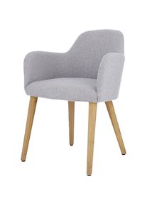 Loden fauteuil FLAMINIA, poten massief eiken, grijs