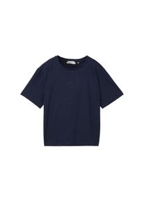 Tom Tailor Denim Damen Basic T-Shirt, blau, Uni, Gr. L, baumwolle