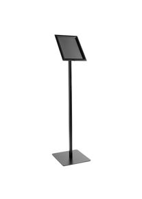 Présentoir sur pied CLASSIC A4 avec cadre clic clac, noir, aluminium|acier