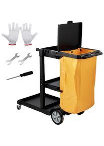 Mophorn - vevor Chariot de Menage Professionnel 3 Niveaux Chariot de Nettoyage en pp avec Sac et Couvercle Chariot deEntretien Charge 90,7 kg