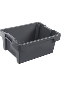 Nestbare stapelbak van HDPE, inhoud 14 l, wanden en bodem dicht, grijs