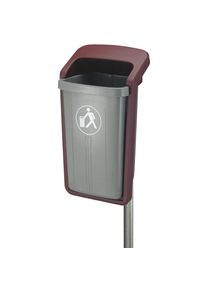 Afvalbak voor buiten, inhoud 50 l, b x h x d = 460 x 845 x 390 mm, grijs/bordeaux