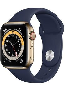 Apple Watch Series 6 Edelstahl 40 mm (2020) | gold | Sportarmband Dunkelmarine