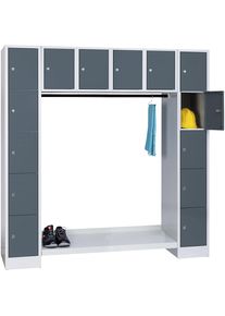 Wolf Locker-garderobesysteem Dresden, 14 vakken, lichtgrijs / basaltgrijs