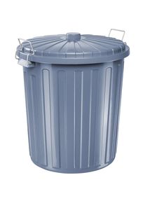 Abfalltonne mit Deckel, Polypropylen, grau, Volumen 55 l