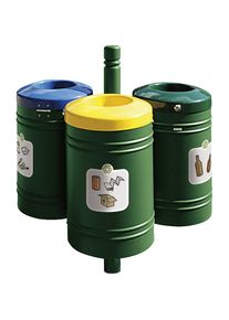 PROCITY Afvalbak voor buiten GUSTAVIA, inhoud 3 x 40 l, met stickerset, groen