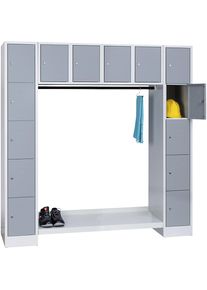 Wolf Locker-garderobesysteem Dresden, 14 vakken, lichtgrijs / zilvergrijs