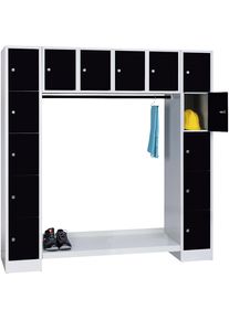 Wolf Locker-garderobesysteem Dresden, 14 vakken, lichtgrijs / gitzwart