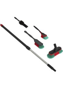 vikan Juego de cepillos para coche, 4 cepillos y 1 mango telescópico, negro
