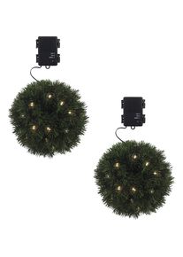 Grote kerstballen met 35 LED's, 2 stuks, met timerfunctie, Ø 20 cm