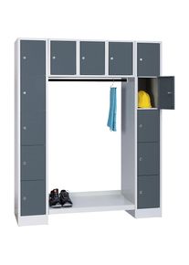 Wolf Locker-garderobesysteem Dresden, 13 vakken, lichtgrijs / basaltgrijs