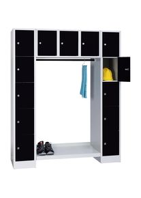 Wolf Locker-garderobesysteem Dresden, 13 vakken, lichtgrijs / gitzwart