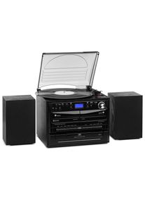 Auna 388-DAB+, sztereó rendszer, max. 20 W, lemezek, CD, kazetták, BT, FM/DAB+, USB, fekete