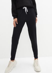 bonprix Lekkie spodnie sportowe z wiskozy, czarny, 40/42