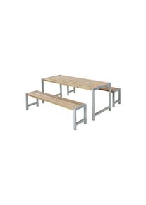 Plus Plankengarnitur 186 cm mit Tisch und 2 Bänken Thermowood