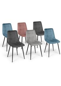 Idmarket - Lot de 6 chaises mila en velours mix color pastel bleu x2, gris foncé x2, gris clair, rose - Multicolore